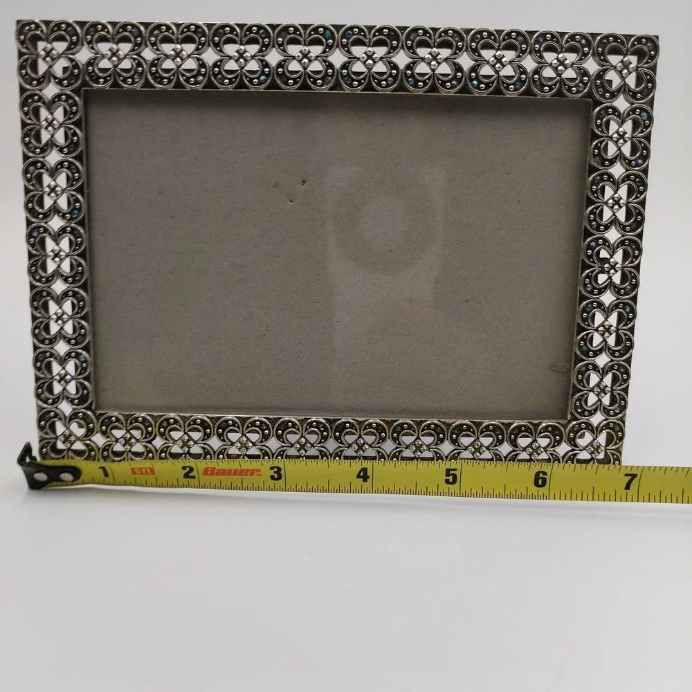 Elsa L Silver Metal‎ Filigree 5x7 Picture Frame Vintage Hollywood Regency Style